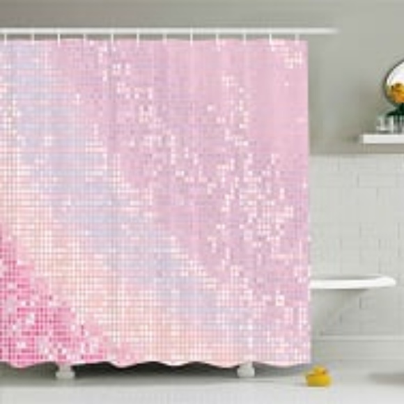 Ambesonne Bath Shower Curtain Pink Ombre Mosaic Dots Print